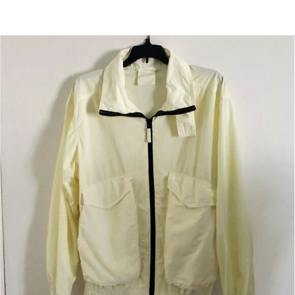 Aspesi Italy Pale Yellow Lightweight Full Zip Windbreaker Ribbed Cuffs Jacket S - Picture 9 of 10